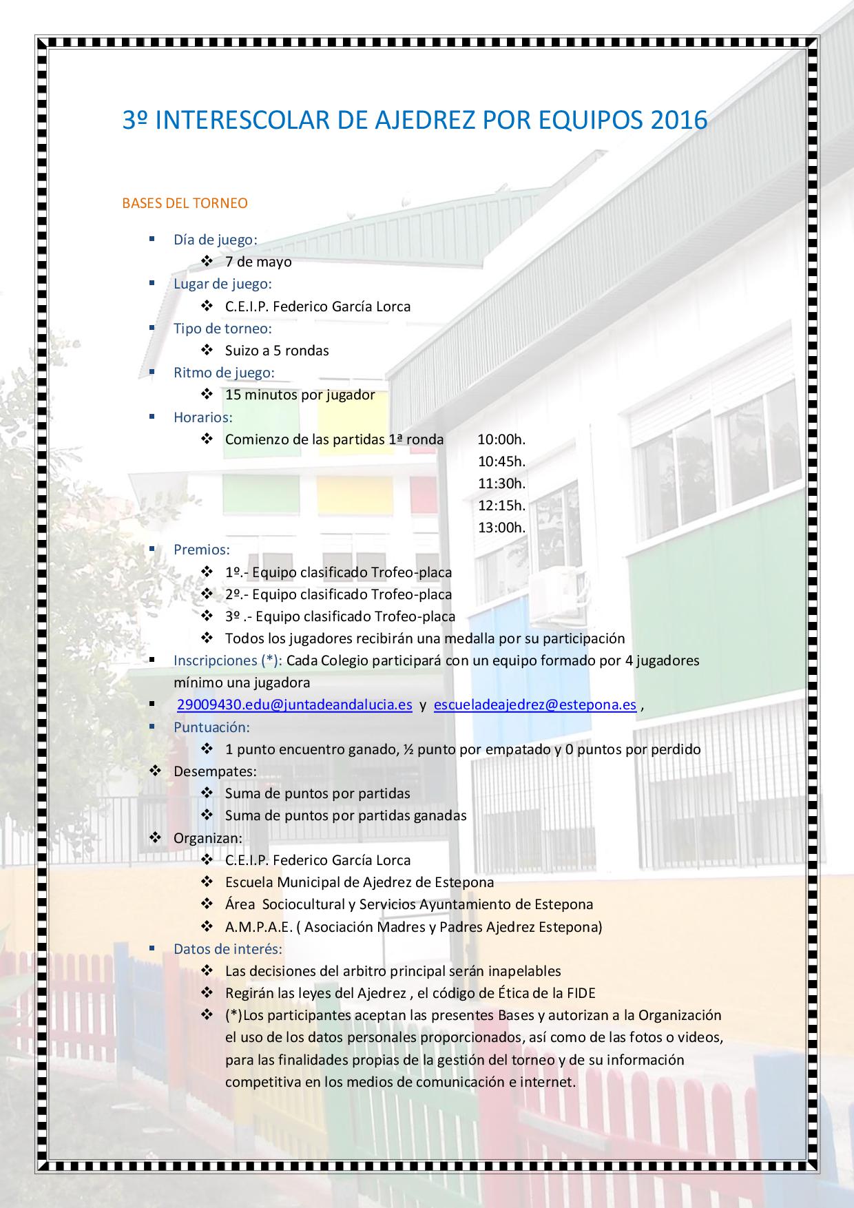 3º INTERESCOLAR DE AJEDREZ POR EQUIPOS 2016-001