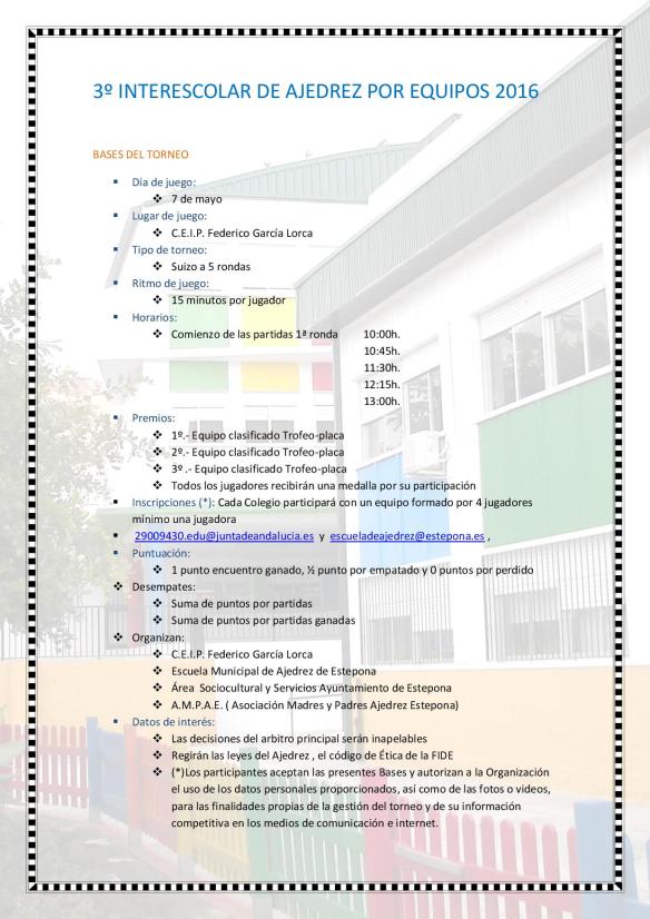 3º INTERESCOLAR DE AJEDREZ POR EQUIPOS 2016-001